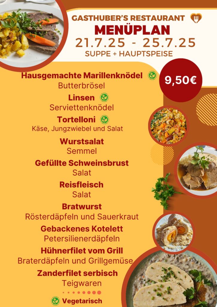 Menüplan 21.7. - 25.7.2025